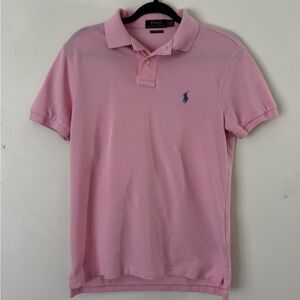 Ralph Lauren Classic/ Preppy Pink Polo with Navy Pony Embroidery, Slim fit Sz S